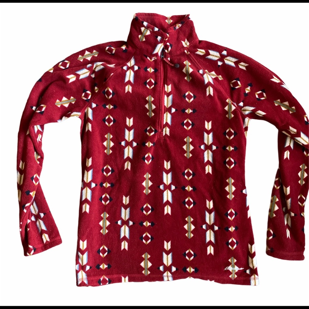 Eddie Bauer medium fleece red aztec print women’s